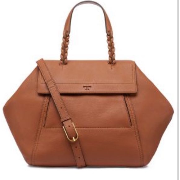Tory Burch Half Moon Satchel - Light Umber/Gold - Picture 1 of 9